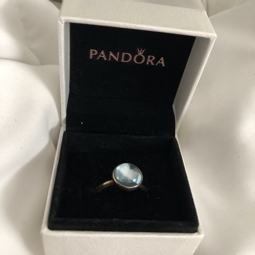 Pandora Droplet Birthstone Ring, size 7.5